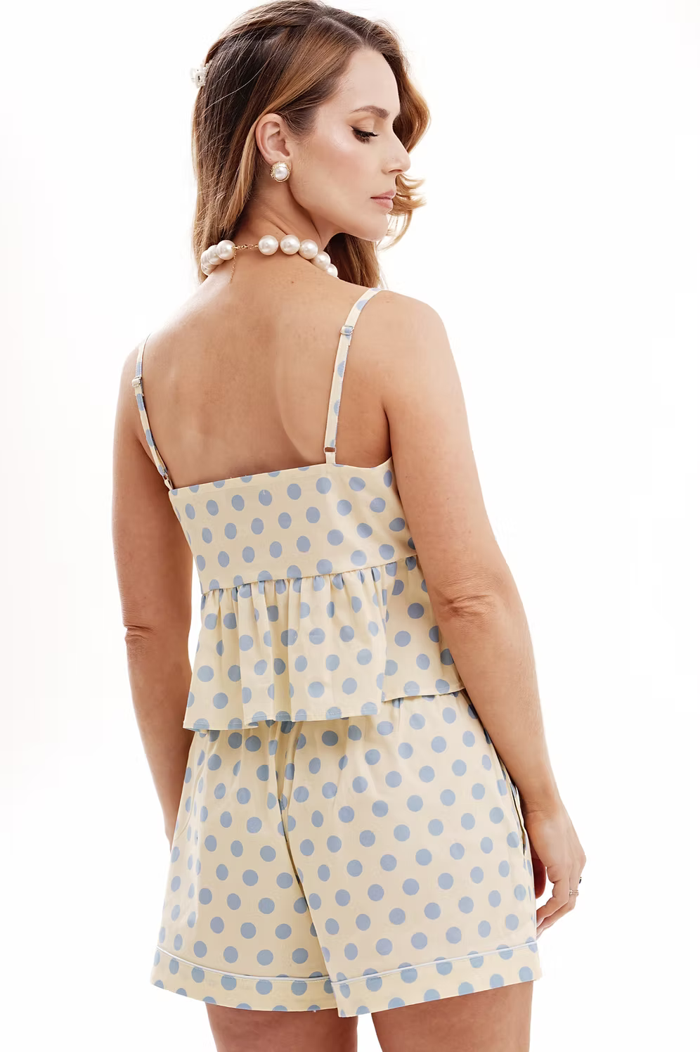 Spaghetti Strap Pajama Set "Entre Puntos" – Top & Shorts