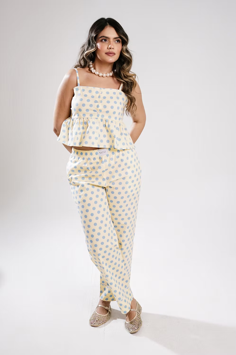 Spaghetti Strap Pajama Set "Entre Puntos" – Top & Pants