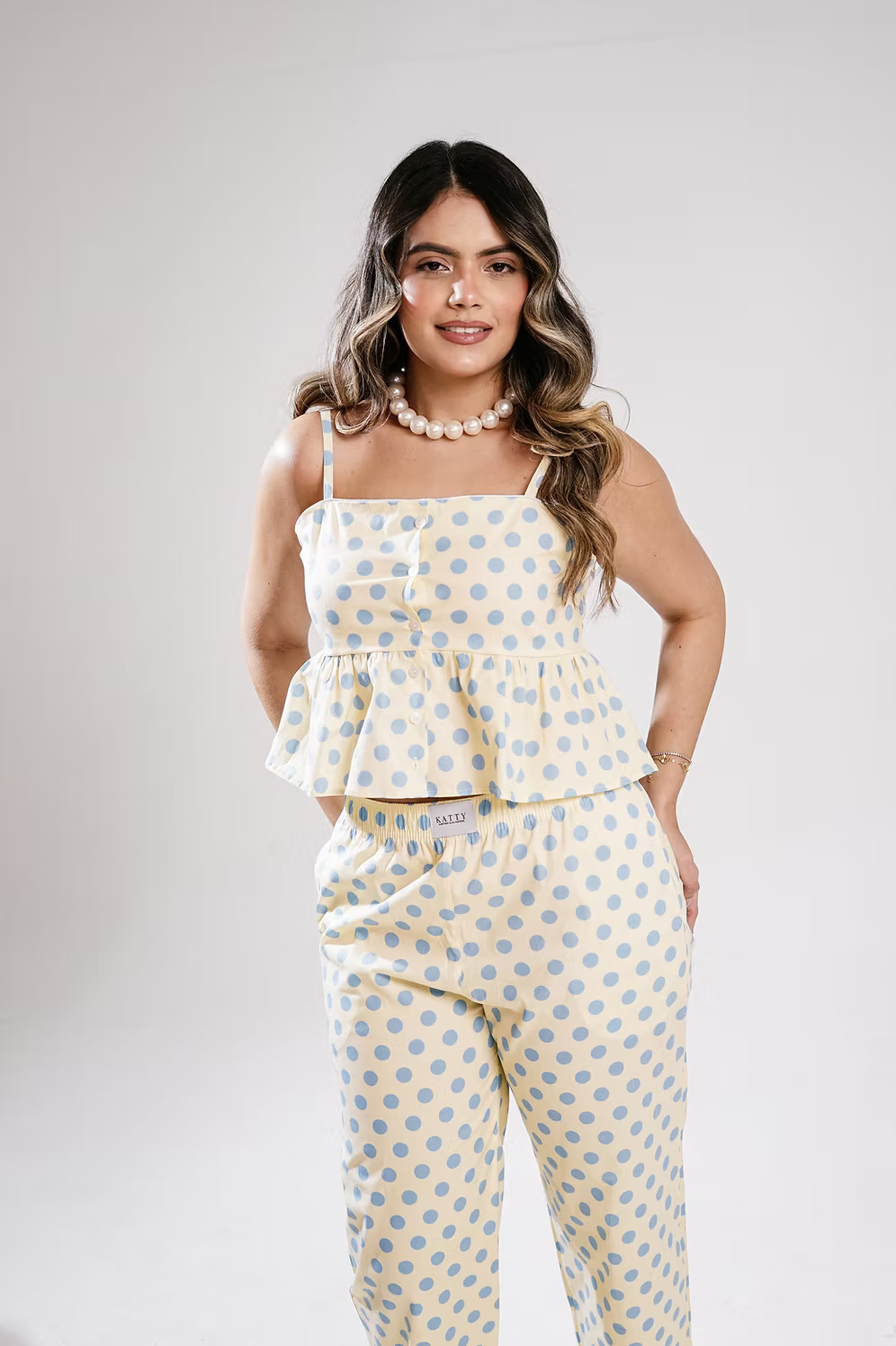 Spaghetti Strap Pajama Set "Entre Puntos" – Top & Pants