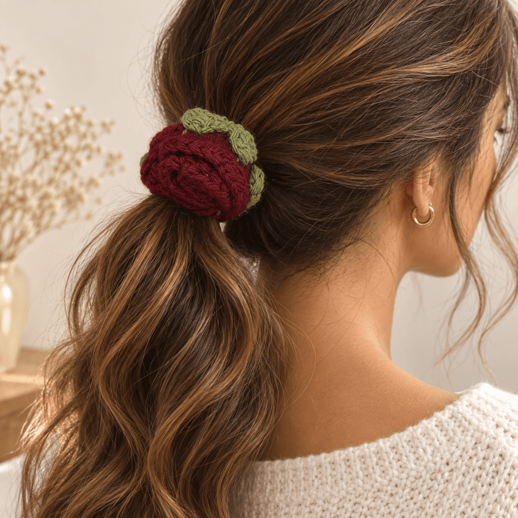 Handmade Crochet Flower Scrunchie - Zul Luz