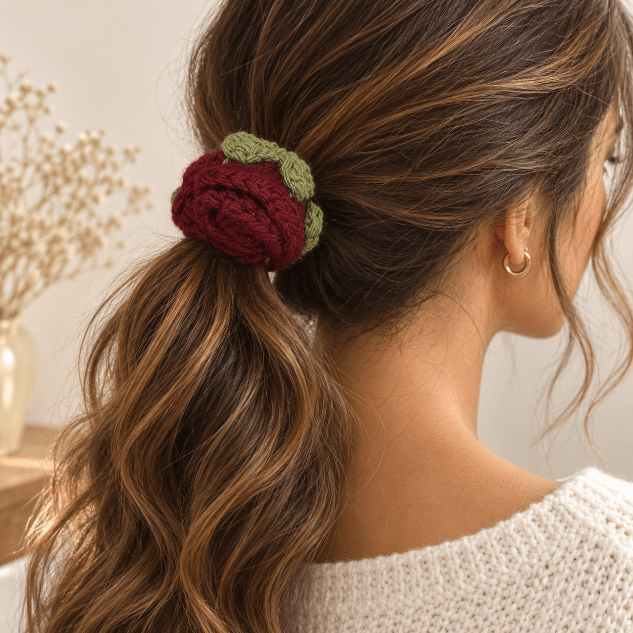 Handmade Crochet Flower Scrunchie - Zul Luz
