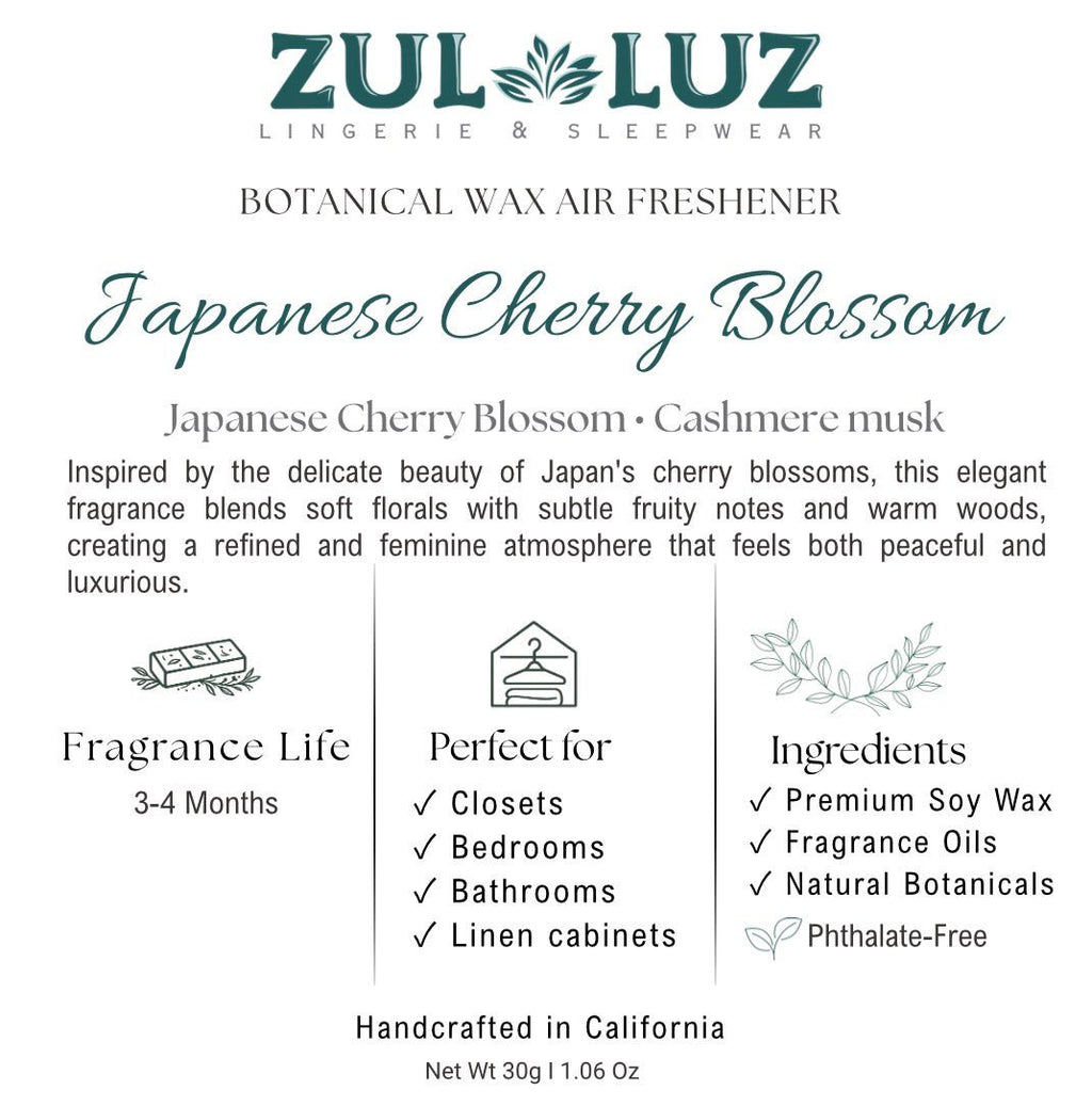 Japanese Cherry Blossom Botanical Wax Air Freshener - Zul Luz