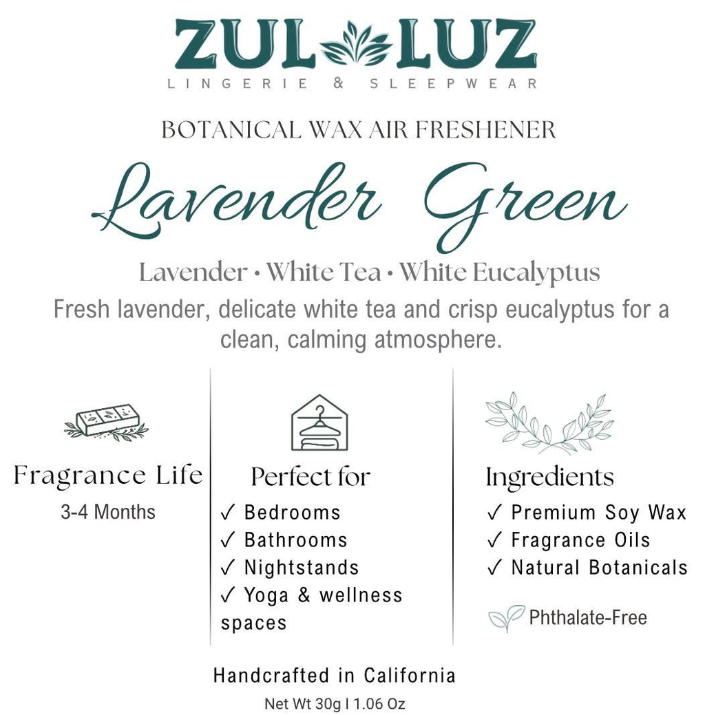 Lavender Green Botanical Wax Air Freshener - Zul Luz